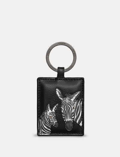 Dazzle of Zebras Black Leather Keyring - Yoshi
