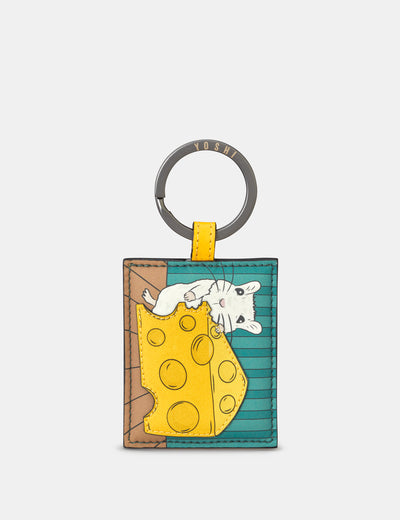 Mouse And Cheese Leather Keyring - Yoshi