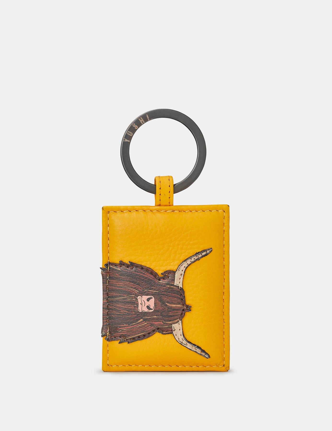 Highland Cow Yellow Leather Keyring For Men And Women By Yoshi